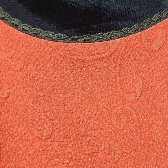 Anthropologie Moulinette Soeurs Women's Silk Jacquard Color Block Dress Orange/B - Picture 10 of 16